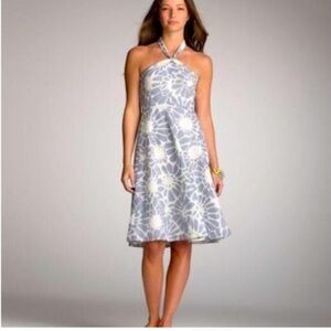 J.Crew Aubrey Halter Dress Print Embossed Cotton